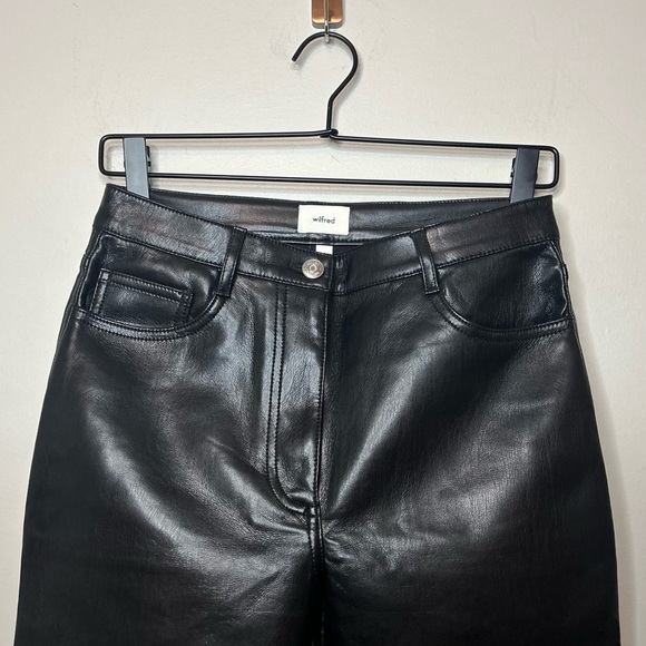 ARITZIA Wilfred The Melina Pant High-Waisted Vegan Leather Pants Black Size 4 - Picture 4 of 11
